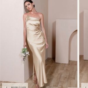 Revelry Jade Satin Dress Champagne Gold Size 0